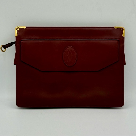 Vintage Cartier Must de Cartier Burgundy Leather Clutch / Envelope 80’s - ⚠️Read - Picture 1 of 16